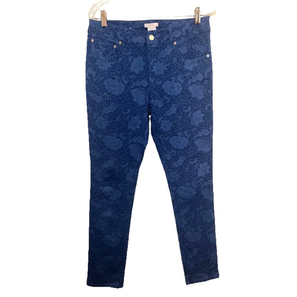 Dressy Textured Floral Blue Pants Women’s Size  8 Eric Brand‎